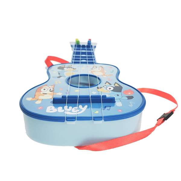 Reig Guitare jouet 4 cordes avec étui, motif Bluey, dimensions 35,3 x 14,5 x 5 cm, pour enfants à partir de 3 ans, fonctionne avec 4 piles LR6