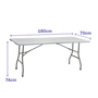 Marbueno Table Pliante Résine et Acier Gris 180x70x74 cm pour Extérieur Jardin Plage Camping 10441