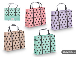 Pincello Sac à anses à pois assortis couleurs 32x26x12 cm (Set de 48)