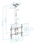 TooQ Support Plafond VESA pour Écran 43-86 Pouces, Noir, Acier, Hauteur Réglable, Inclinable, Rotatif, Jusqu'à 60 kg