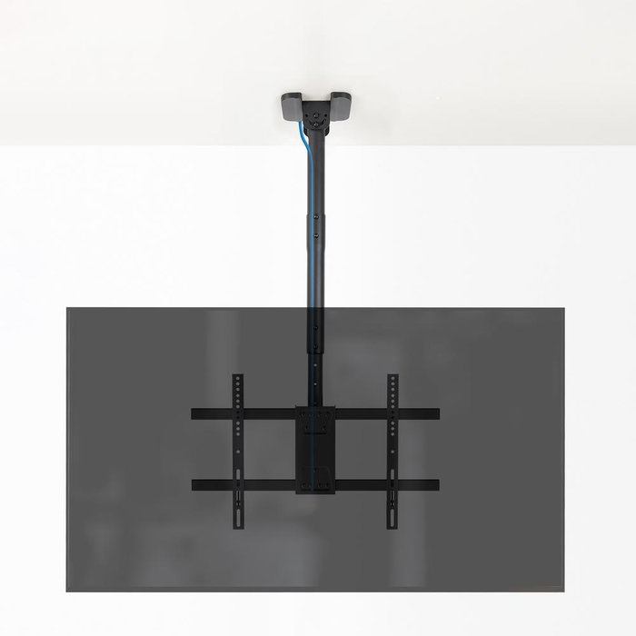 TooQ Support Plafond VESA pour Écran 43-86 Pouces, Noir, Acier, Hauteur Réglable, Inclinable, Rotatif, Jusqu'à 60 kg