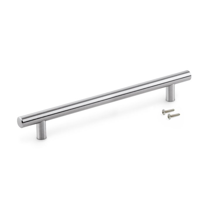 Emuca Lot de 10 poignées pour meubles Orlando, L178mm, entraxe 128mm, Acier, Nickel satiné