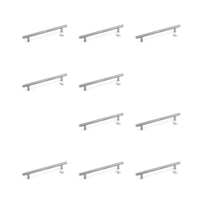 Emuca Lot de 10 poignées pour meubles Orlando, L178mm, entraxe 128mm, Acier, Nickel satiné Emuca Lot de 10 poignées pour meubles Orlando, L178mm, entraxe 128mm, Acier, Nickel satiné