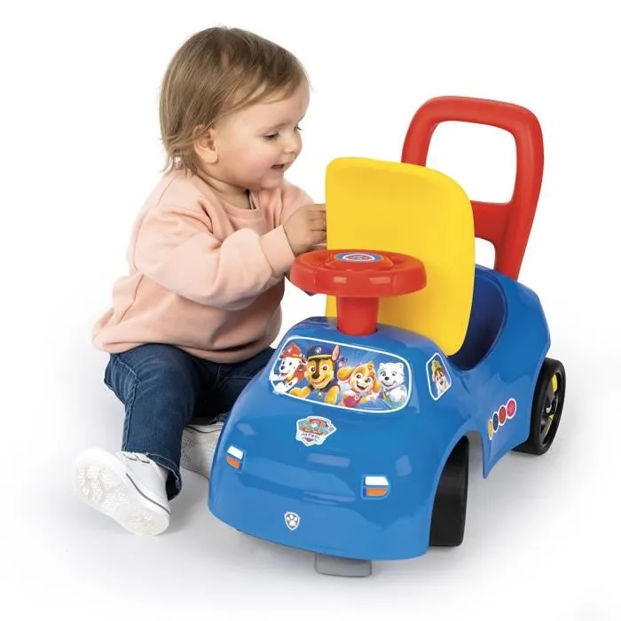 Smoby Porteur auto enfant 2 en 1 Pat' Patrouille - Coffre sous selle, aide à la marche pour bébé dès 10 mois - Fabrication française