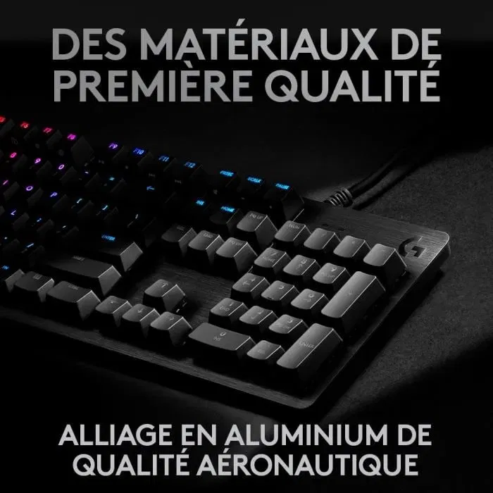 Logitech G G512 Clavier Gamer Mécanique Rétroéclairé RGB, AZERTY, Commutateurs GX Brown, USB, Filaire, Noir