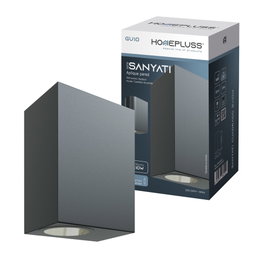 HomePluSS Serie Sanyati Applique murale extérieure carrée 2 lumières Noir