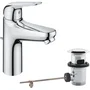 Grohe 24325001 - Mitigeur monocommande lavabo GROHE Swift chromé taille M - Économie d'eau - Bec moyen - Ensemble de vidage