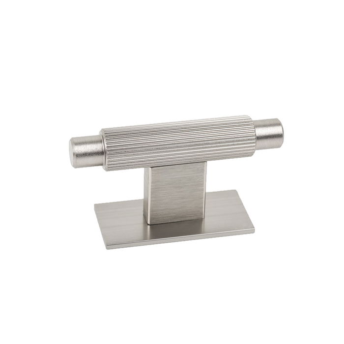 Viefe Pomo Arpa Plate Aluminium avec Plaque Effet Inox, Noir Brossé, Laiton Brossé Ø22 mm