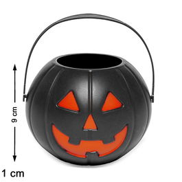 Seau en Forme de Citrouille Noire pour Bonbons Halloween - 11 x 8.5 cm - Décoratif pour Table et Collecte de Bonbons