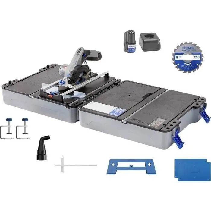 Dremel Blueprint CS12V-S1C Station de sciage portative 12V avec scie compacte, batterie 2Ah et chargeur - 3 types de coupes, guide laser et coffret Dremel Blueprint CS12V-S1C Station de sciage portative 12V avec scie compacte, batterie 2Ah et chargeur - 3 types de coupes, guide laser et coffret