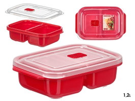 LEKNES Boîte à lunch rouge avec séparateur 1,2L