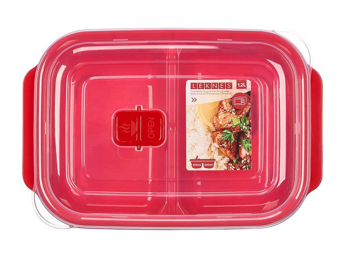 LEKNES Boîte à lunch rouge avec séparateur 1,2L