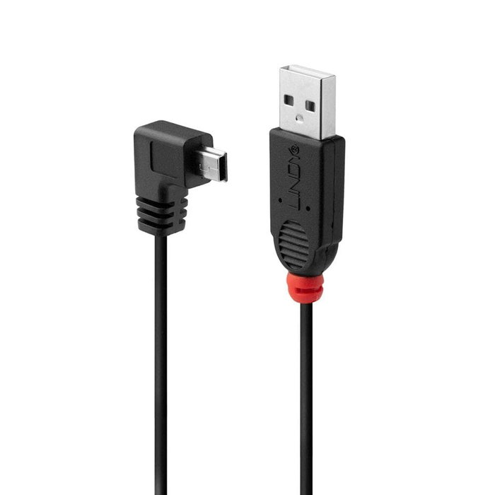 Lindy Câble USB 2.0 Type A vers Mini-B coudé, 1m, Noir
