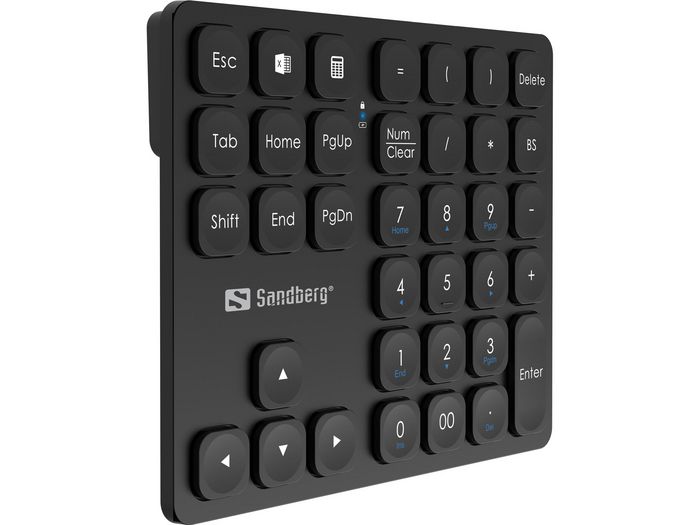 Sandberg Wireless Numeric Keypad Pro - Pavé numérique sans fil rechargeable avec raccourcis pour ordinateur portable Sandberg Wireless Numeric Keypad Pro - Pavé numérique sans fil rechargeable avec raccourcis pour ordinateur portable