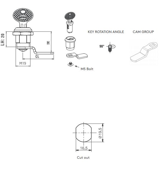 Lanview Logon RAX640 Serrure avec clé pour armoire Lanview Logon RAX640 Serrure avec clé pour armoire