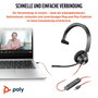 Poly Blackwire 3310 MS Casque Monoauriculaire USB-C avec Adaptateur USB-C/A Noir