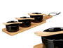 Kinvara Set de 3 Bols en Céramique Noire avec Cuillère et Plateau en Bambou 39 x 6 x 10 cm (Set de 12)
