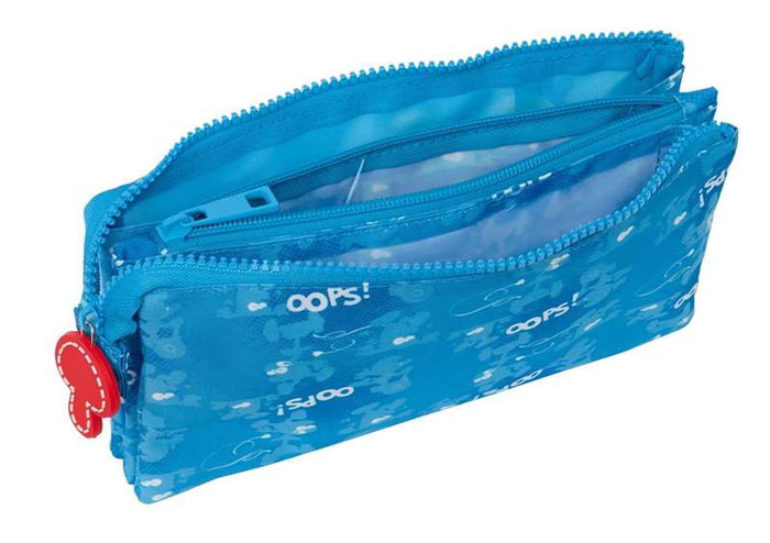 Safta Portatodo Triple Los Pitufos - Organisateur à 3 compartiments avec Smurfs pour enfants, 22 x 12 x 3 cm, à partir de 3 ans