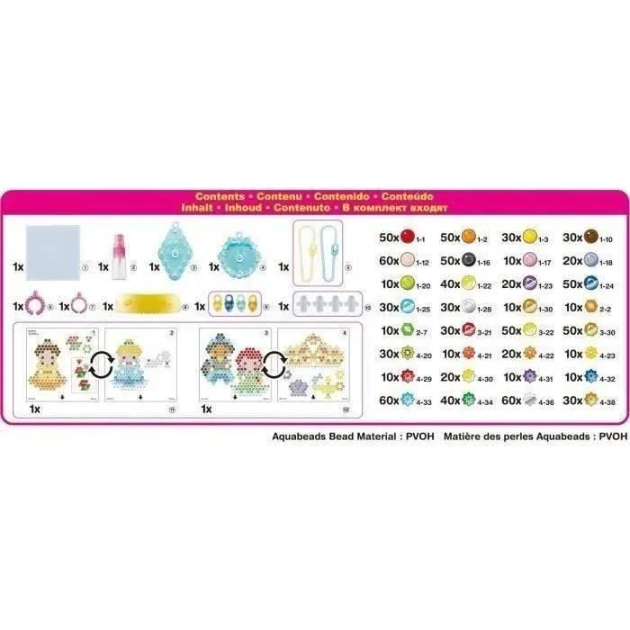 Aquabeads - Mes accessoires de Princesses Disney - Kit créatif pour enfants avec perles à eau - Ariel, Cendrillon, Belle, Jasmine