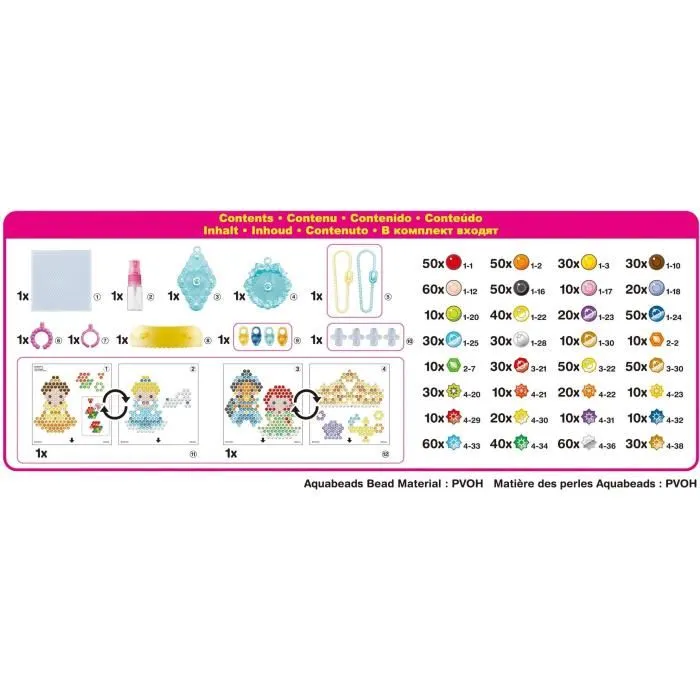Aquabeads - Mes accessoires de Princesses Disney - Kit créatif pour enfants avec perles à eau - Ariel, Cendrillon, Belle, Jasmine