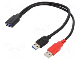 DELOCK Câble USB A socle vers 2x USB A prise, 0,3m, noir