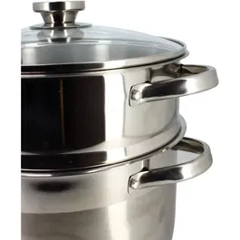 Menastyl 4615450 Couscoussier inox 10 litres avec couvercle verre, compatible induction, tous feux