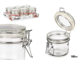 Vivalto Bocal Hermétique Médium Transparent 180 ml 11 x 8,5 x 8,5 cm Verre Métal Silicone (Set de 36)