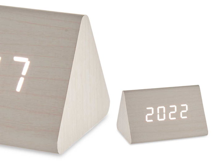 Giftdecor Réveil numérique blanc 11.7x7.5x8 cm bois MDF plastique PVC USB (Set de 12)
