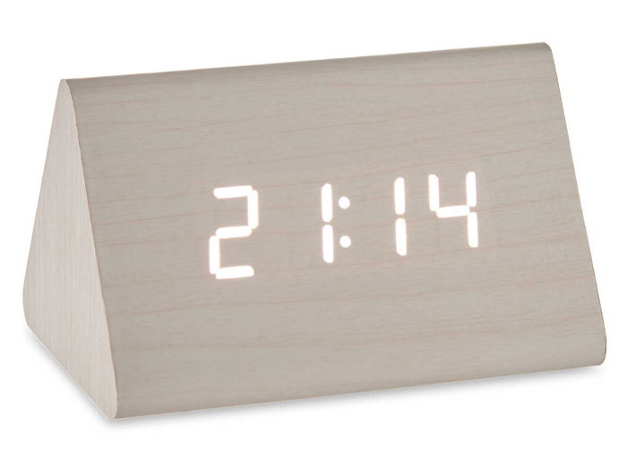 Giftdecor Réveil numérique blanc 11.7x7.5x8 cm bois MDF plastique PVC USB (Set de 12)