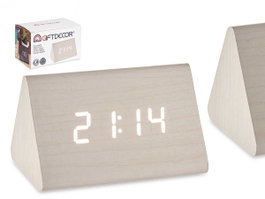 Giftdecor Réveil numérique blanc 11.7x7.5x8 cm bois MDF plastique PVC USB (Set de 12)