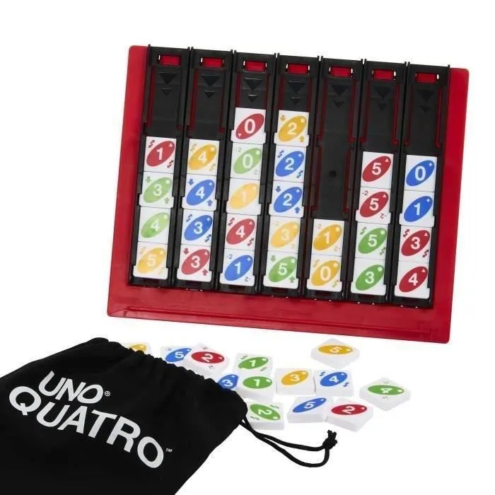 Mattel Games UNO Quatro HPF82 - Jeu de société stratégique et familial, à partir de 7 ans