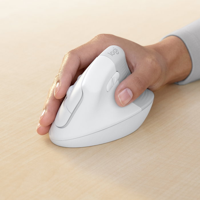 Logitech Lift For Business Souris Verticale Sans Fil 4000 DPI Bluetooth USB Ergonomique Blanc