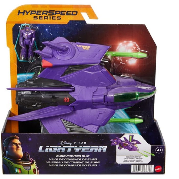 Mattel Lightyear Hyperspeed – Barque de Combat Zurg avec Figurine – Jouet Disney Pixar