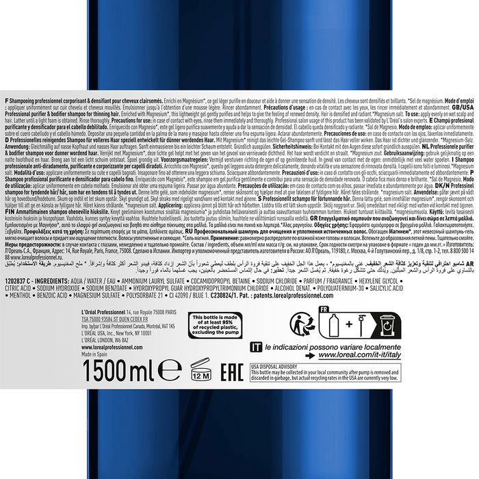 L'Oréal Professionnel Paris Shampoing Sérioxyl Advanced Revitalisant Cheveux Fins Volume 1500 ml