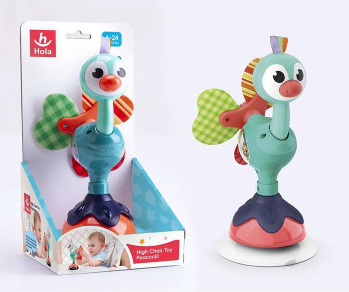 Hola Sonajero con ventosa Hibou ou Paon assortis