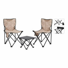 Redcliffs Ensemble table basse et 2 chaises pliables Crème et noir