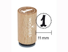 Woodies Mini Tampon en Bois et Caoutchouc n°1 (15x25 mm)