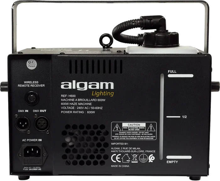 ALGAMLIGHT Machine à Brouillard 600W avec écran LCD - Temporisateur/DMX - Réservoir 1.2L