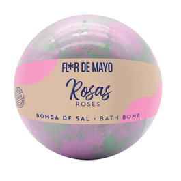 Flor De Mayo - Bombe de Bain Eau de Sel Effervescente Senteur Roses 200 g - Hydratante à l'Urea pour Relaxation et Bien-être