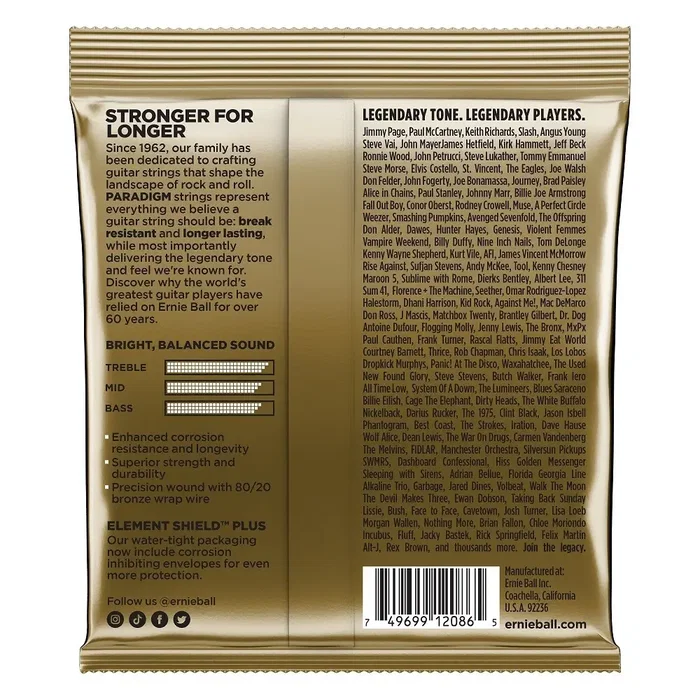 Ernie Ball 12-54 Paradigm Jeu de Cordes Acoustique Bronze 80/20 Ernie Ball 12-54 Paradigm Jeu de Cordes Acoustique Bronze 80/20