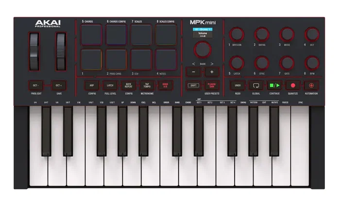 Akai Professional MPK Mini MK4 - Contrôleur MIDI USB-C 25 touches, pads MPC RGB, noir Akai Professional MPK Mini MK4 - Contrôleur MIDI USB-C 25 touches, pads MPC RGB, noir