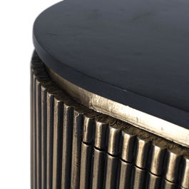 GINER Y COLOMER Buffet en bois de manguier avec finition bronze, 3 tiroirs et 2 portes, 150 cm de large, meuble de rangement élégant