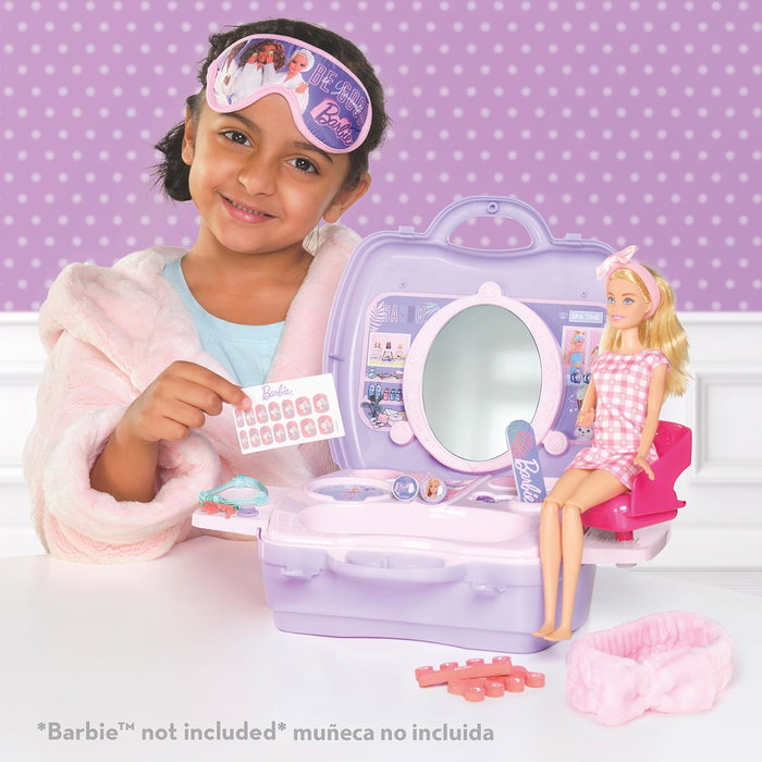 CEFA Mallette de Beauté Glam Barbie 00925 - Plus de 20 Accessoires, Siège Inclus, Multilingue, Dès 3 Ans