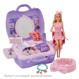 CEFA Mallette de Beauté Glam Barbie 00925 - Plus de 20 Accessoires, Siège Inclus, Multilingue, Dès 3 Ans