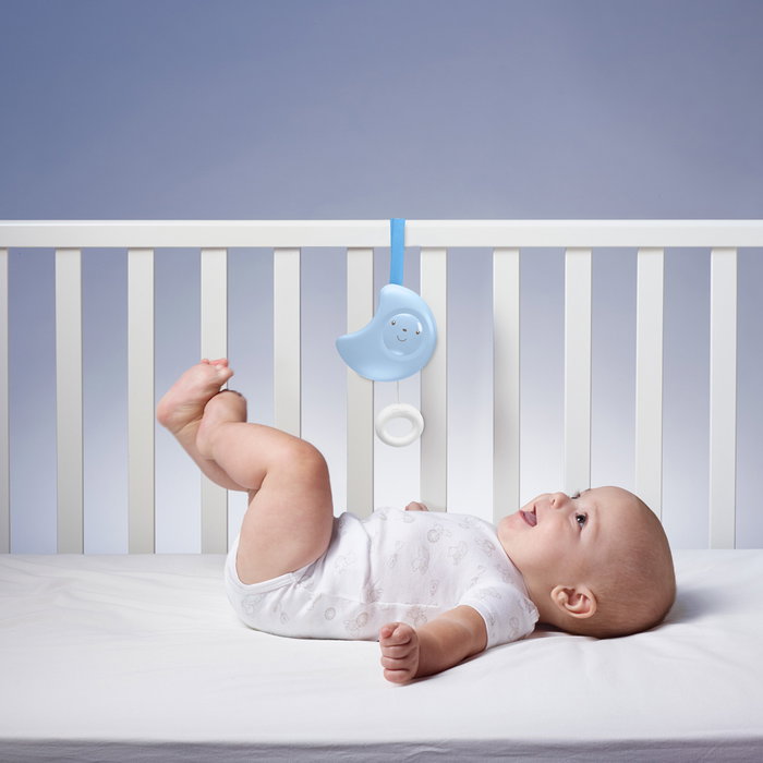 Chicco Boîte Musicale Luna Musical Bleue avec Berceuses - Attache Lit et Poussette