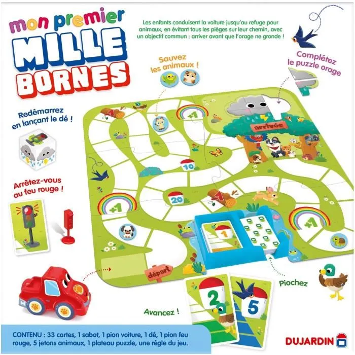 Dujardin - Mon premier Mille Bornes - Jeu de société coopératif pour enfants - Dès 3 ans - Apprentissage des chiffres et du travail d'équipe Dujardin - Mon premier Mille Bornes - Jeu de société coopératif pour enfants - Dès 3 ans - Apprentissage des chiffres et du travail d'équipe