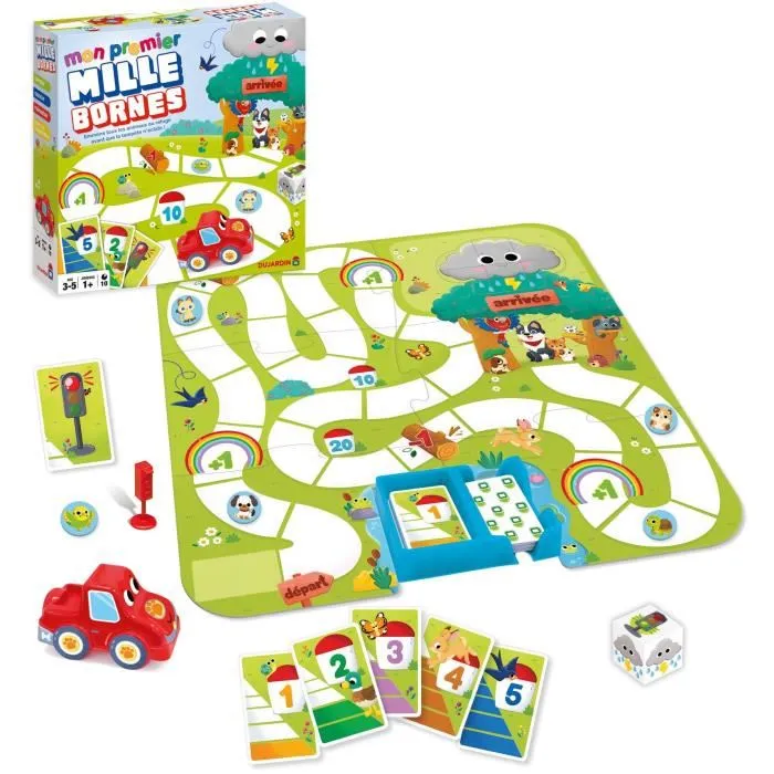 Dujardin - Mon premier Mille Bornes - Jeu de société coopératif pour enfants - Dès 3 ans - Apprentissage des chiffres et du travail d'équipe Dujardin - Mon premier Mille Bornes - Jeu de société coopératif pour enfants - Dès 3 ans - Apprentissage des chiffres et du travail d'équipe