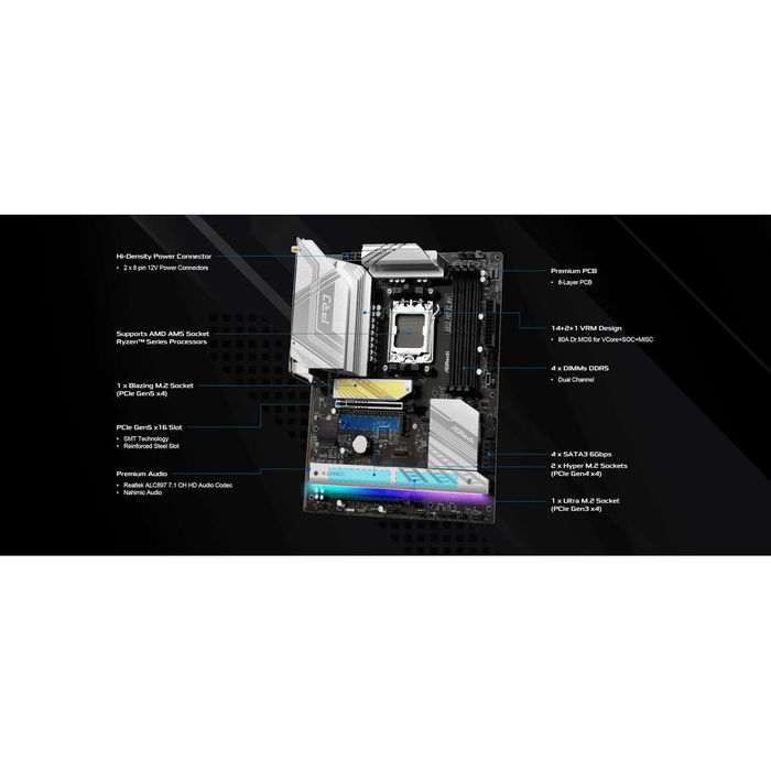 Carte Mère ASRock B850 Pro RS WiFi AMD B850 LGA 1151 AMD AM5