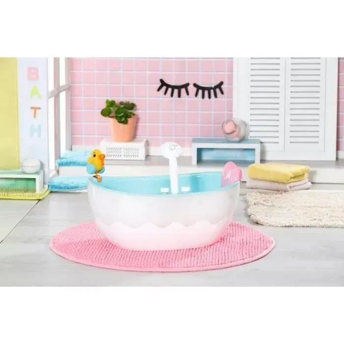 Baby Born Baignoire pour poupée avec effets lumineux et sonores, pomme de douche électronique et canard de bain amovible - Dès 3 ans - Bleu et gris Baby Born Baignoire pour poupée avec effets lumineux et sonores, pomme de douche électronique et canard de bain amovible - Dès 3 ans - Bleu et gris