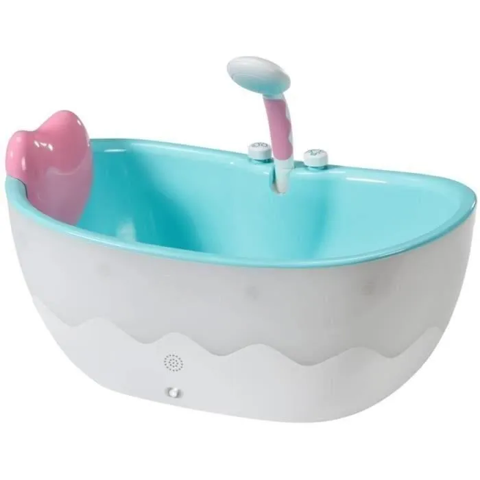 Baby Born Baignoire pour poupée avec effets lumineux et sonores, pomme de douche électronique et canard de bain amovible - Dès 3 ans - Bleu et gris Baby Born Baignoire pour poupée avec effets lumineux et sonores, pomme de douche électronique et canard de bain amovible - Dès 3 ans - Bleu et gris
